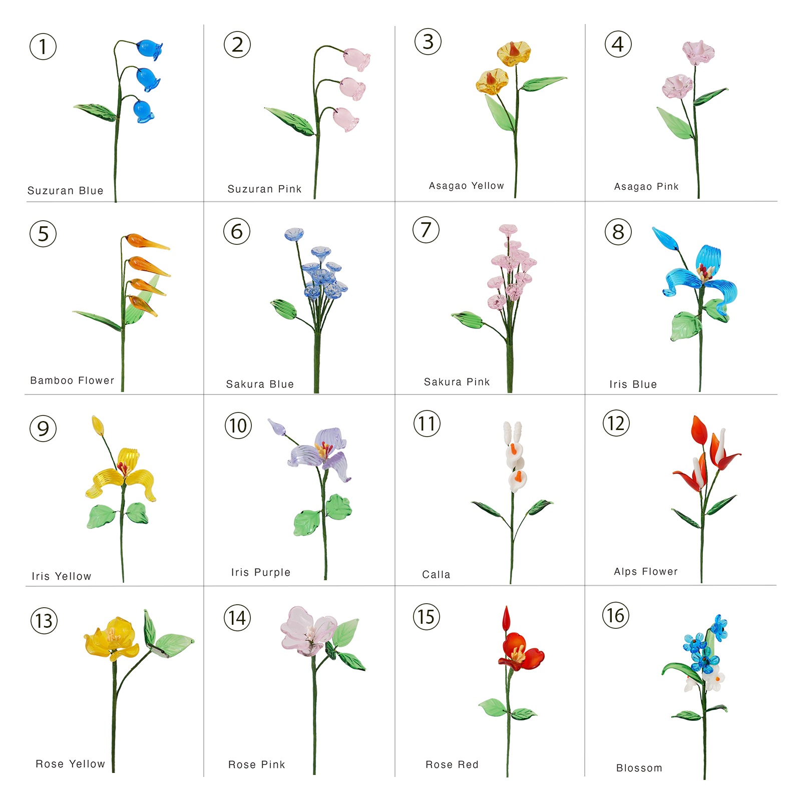 ARTIFICIAL GLASS FLOWER (16type)