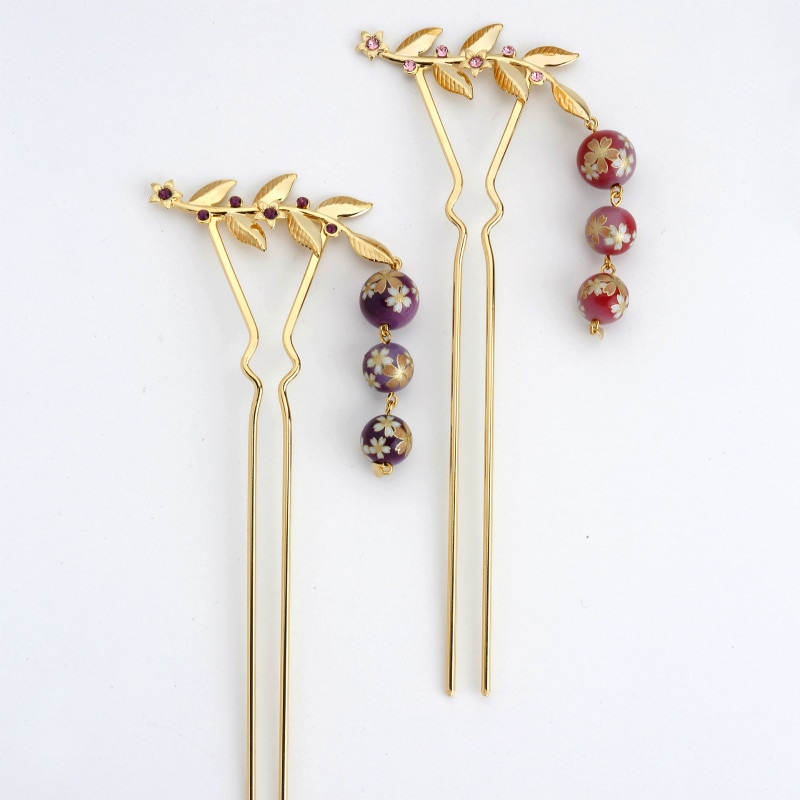 【花文様簪】葉桜のかんざし