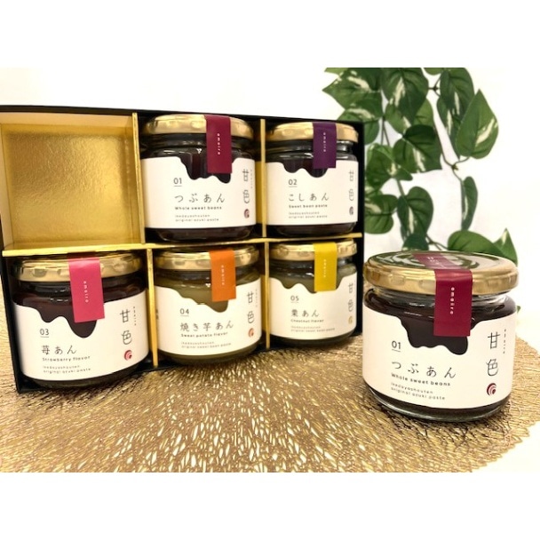 【栃木 池田屋商店】瓶詰めあんこセット 120g × 6瓶　つぶあん・こしあん・いちごあん・焼き芋あん・栗あん5種 +つぶあん