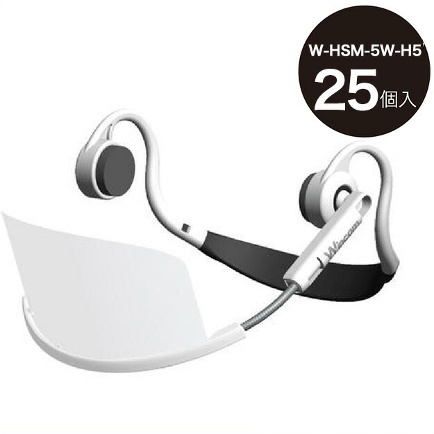 マウスシールド 透明マスク 接客業 衛生マスク 送料無料 ウィンカム(Wincam)ヘッドセットマスク 本体25個(標準フィルム)+替え追加フィルムハイタイプ25枚 ホワイト 口元が開閉式で飲食が可能 洗える繰返し利用可 接客用マスク クリアマスク フェイスシールド