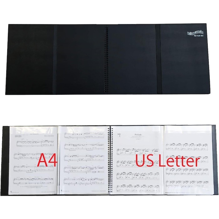 FilePlus Do4ページ見開き 4面 楽譜ファイル 15枚 60ページ ピアノ 楽譜 4面台紙 書き込みOK 照明 反射しない