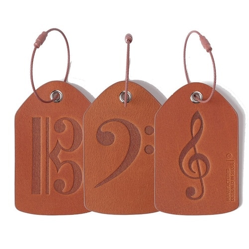 本革製ネームタグ ト音記号 へ音記号 ハ音記号