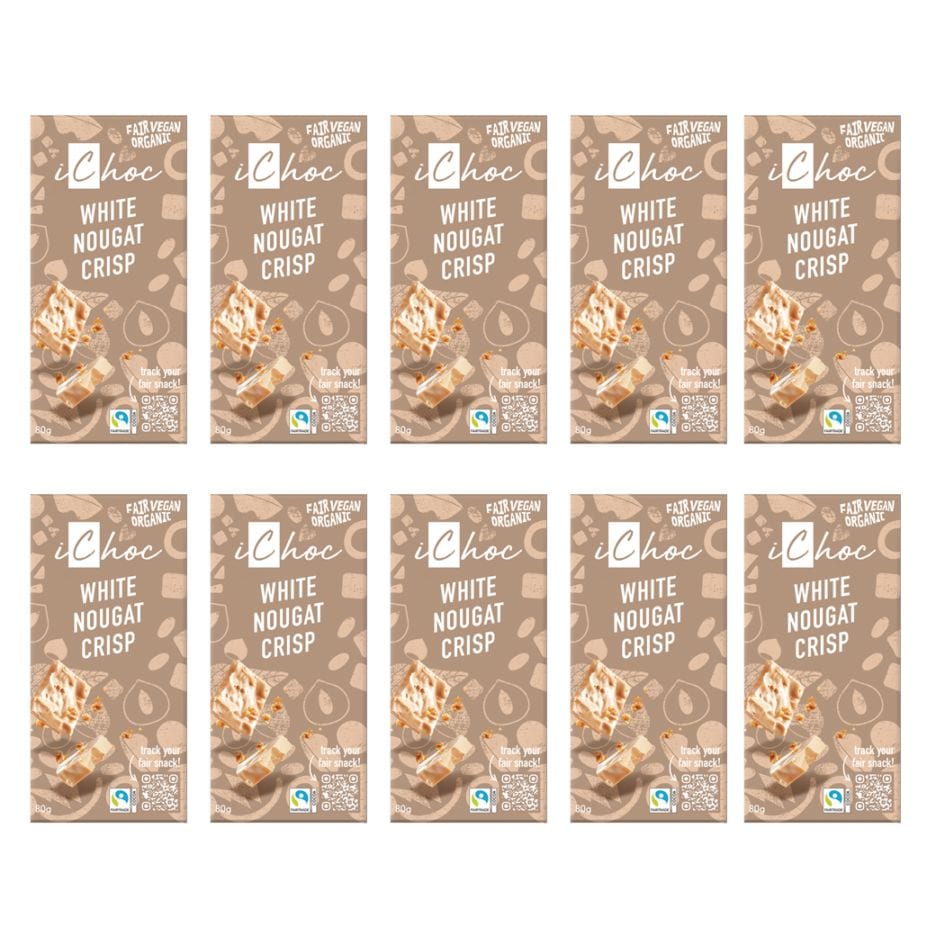 iChocオーガニックチョコレート ホワイトヌガークリスプ80ｇｘ10枚入　（冬季限定）