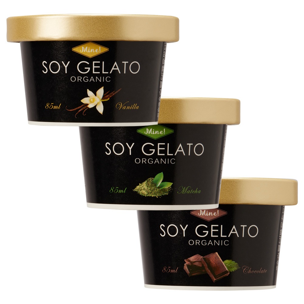 【有償サンプル】Mine! オーガニックSOYジェラート85mlｘ3種（バニラ・チョコ・抹茶）