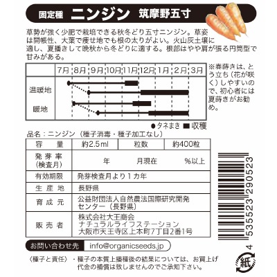 (NLS)国産ニンジン(筑摩野五寸)約400粒