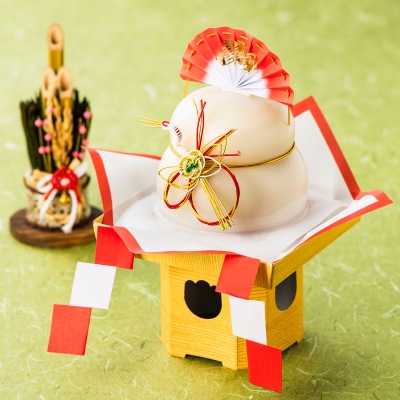 予約【単品おせち:常温】国内産有機もち米使用一体型お供え餅白米500g