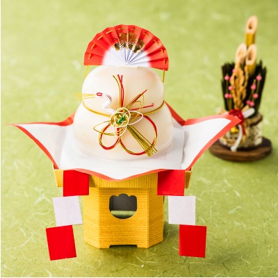 予約【単品おせち:常温】国内産有機もち米使用一体型お供え餅白米500g