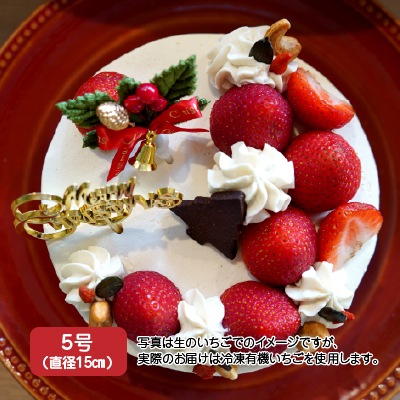 【ご予約は12月15日まで】米粉のクリスマスケーキ：冷凍発送｜ホワイトデコレーション 5号(ナナハコ)《数量限定》お届けは12/20(土)～25(木)
