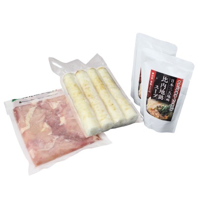 (秋田ﾆｭｰﾊﾞｲｵﾌｧｰﾑ)比内地鶏きりたんぽ鍋セット 3～4人前【ギフト_のし紙可】【送料無料】