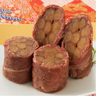 予約【単品おせち:冷蔵】国産牛肉のごぼう巻1本