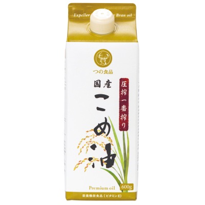 (築野)圧搾一番搾り国産こめ油紙パック600g