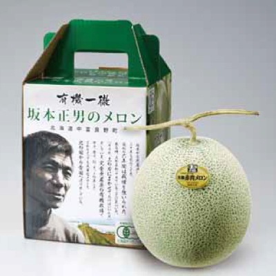 夏ギフト(北海道産)坂本さんの有機メロン「ティアラ」1玉【短冊のし可・名入れ不可】【送料無料】