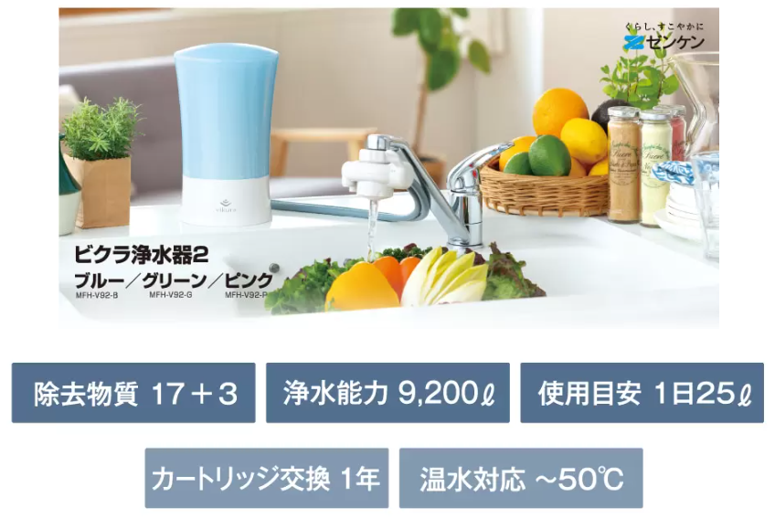 (ゼンケン)ビクラ浄水器２ピンク（MFH-V92-P）