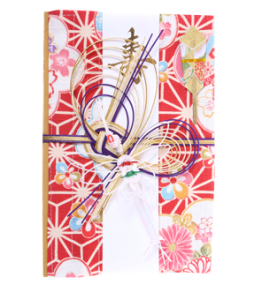 ご祝儀袋 結姫 musubime 白梅(コットン)虹色格子