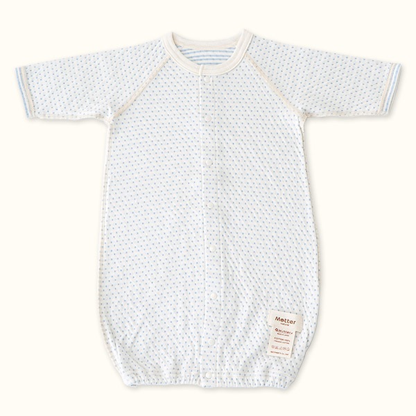 ベビー服【草木染めドット柄ベビードレスオール】(50-60cm)