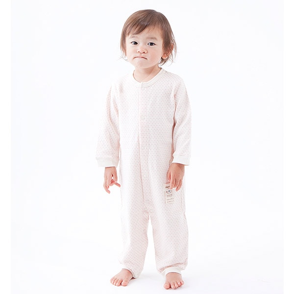 ベビー服【草木染めドット柄カバーオール】(70-90cm)