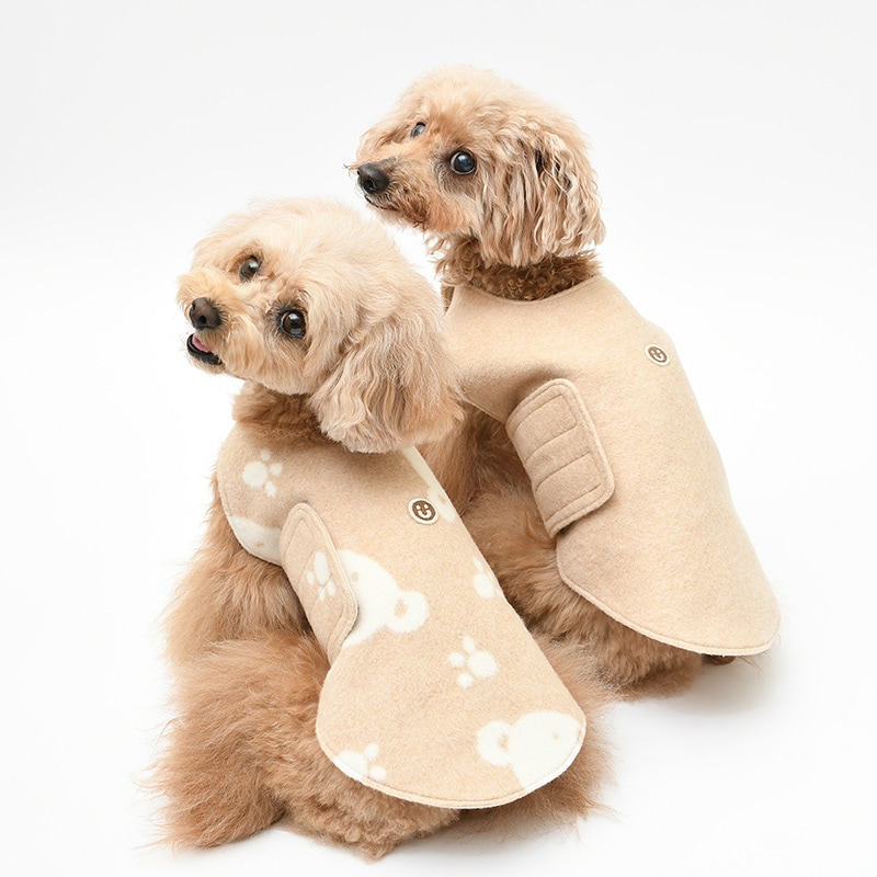 オーダー  犬の服 犬の服(秋冬用防寒着)＞オーガニックコットン綿毛布コート