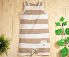 ベビー服【太ボーダー天竺タンクトップ型ロンパース】(70-90cm)