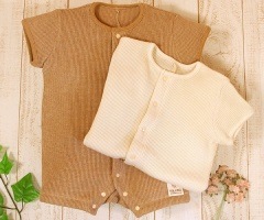 ベビー服【半袖ワッフルカバーオール】(70-90cm)