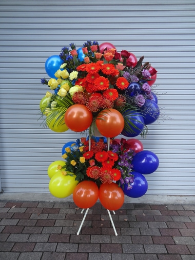 バルーンスタンド花2段｜バルーンスタンド花｜むつ美花店