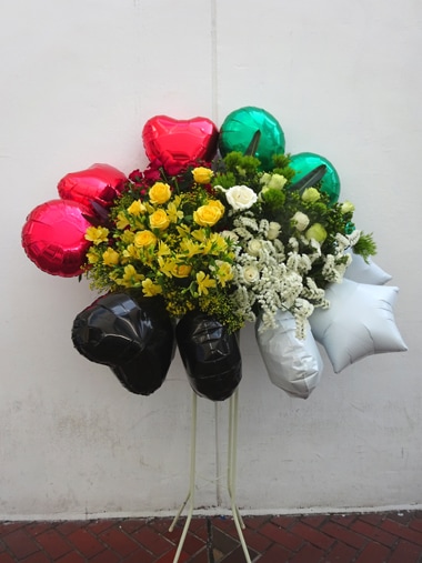 バルーンスタンド花1段｜バルーンスタンド花｜むつ美花店