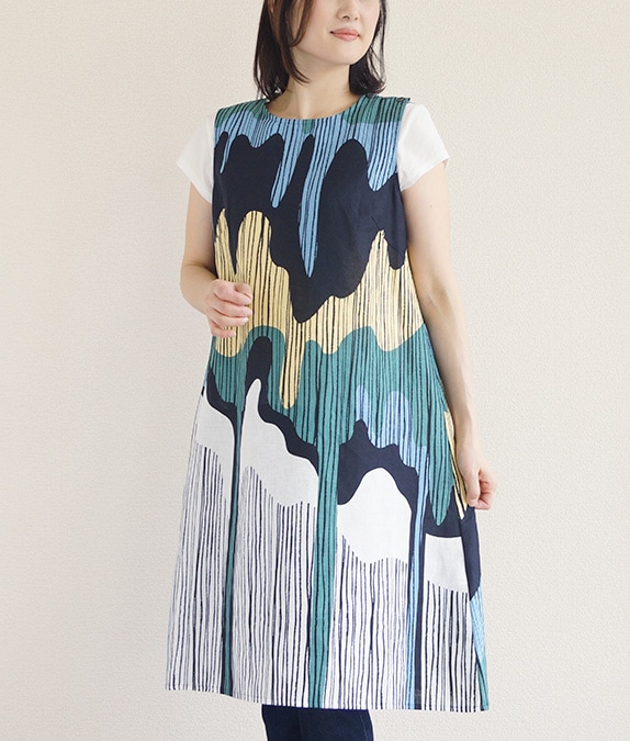 <関税・送料込>Self-Portrait >> 三日月プリントワンピース 線描きプリントワンピース l 40代・50代からの婦人服