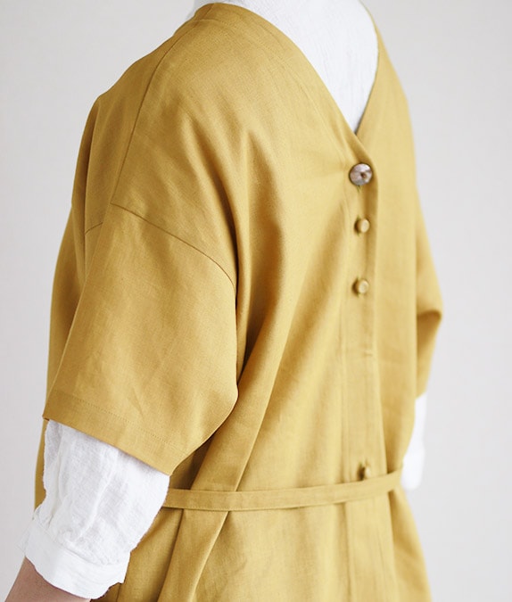 【1/14(水)10時～1/26(月)13時迄優待価格15％OFF】綿麻五分袖2way割烹着