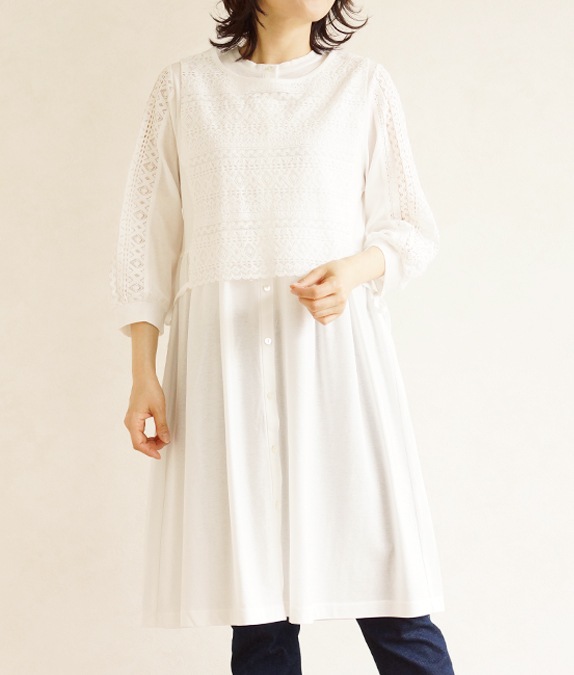 レースベスト付きチュニック l 40代・50代からの婦人服