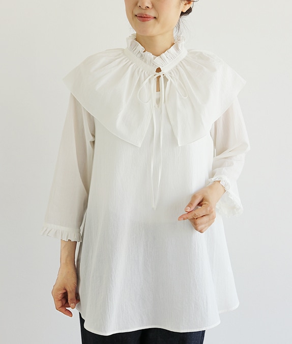 【アウトレットSALE70%OFF】フリル衿ブラウス
