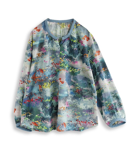 【再値下げSALE70%OFF】水彩フラワーブラウス