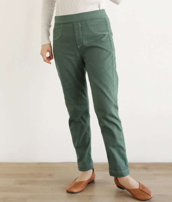 【SALE50%OFF】裏起毛パウダーデニムスリムパンツ