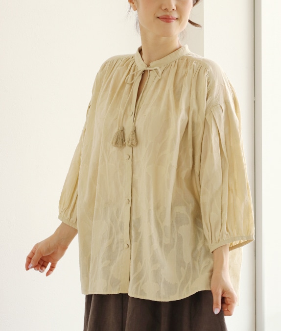 【SALE50%OFF】フラワーカットジャカードブラウス