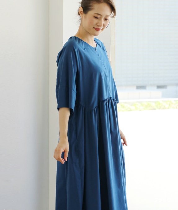 【SALE50%OFF】ギャザーふんわりワンピース