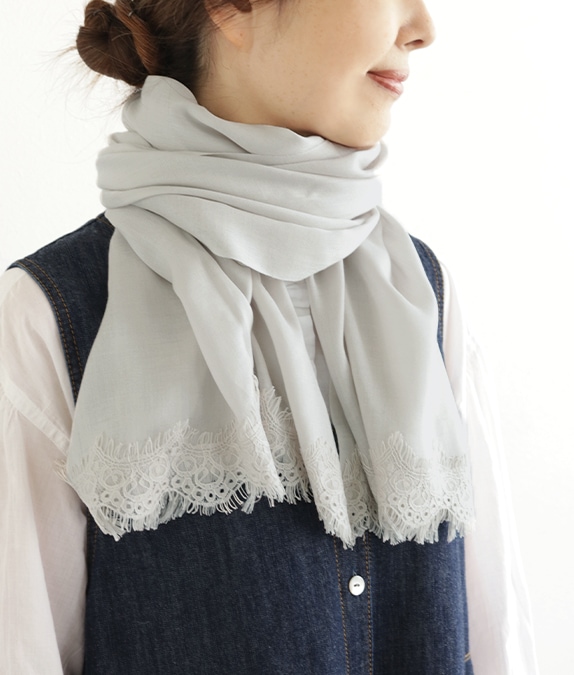 【SALE50%OFF】レース付ストール