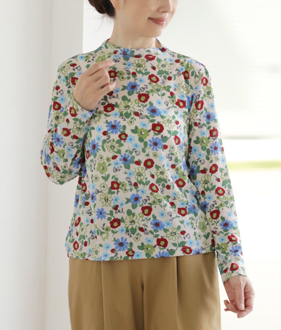 【4/17(金)10時～アウトレットSALE70%OFF】綿ガーゼボトルネックプルオーバー