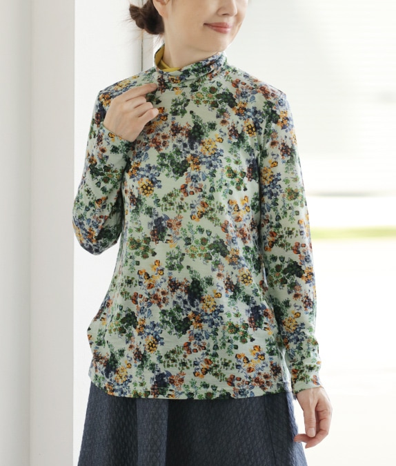【SALE20%OFF】ウールガーゼ天竺小花プルオーバー