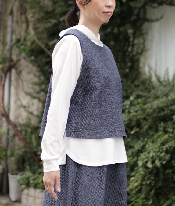 【SALE20%OFF】キルト風デニムベスト