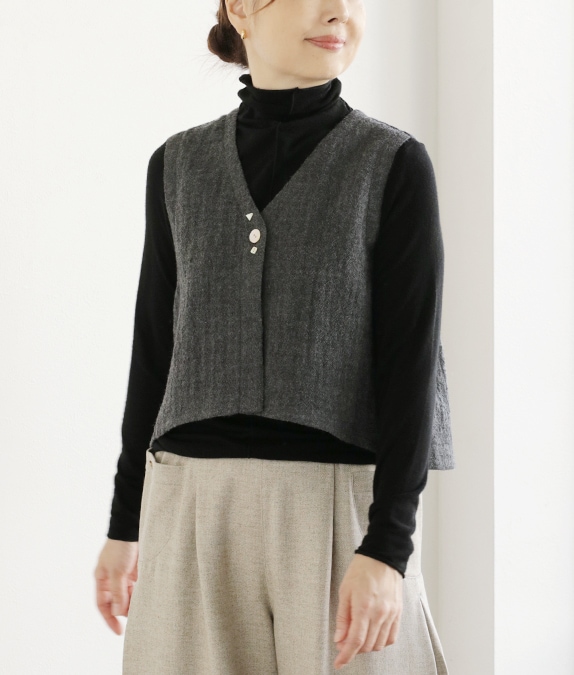 【SALE20%OFF】ウールガーゼショートベスト