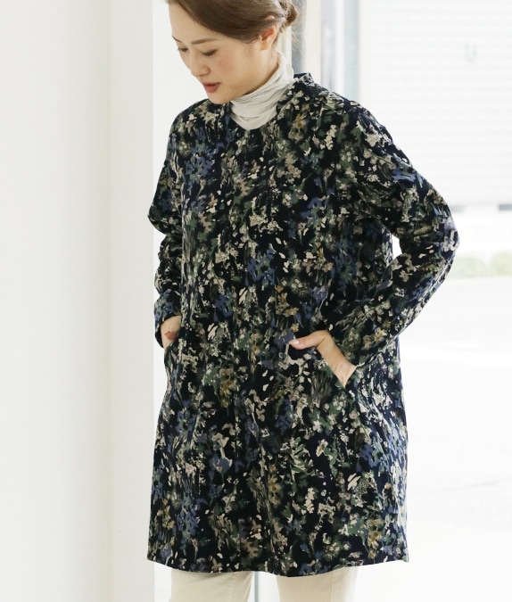 【再値下げ1/14(水)10時～SALE50％OFF】草花コーデュロイチュニック