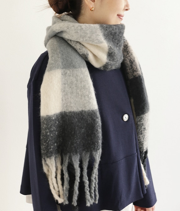 【SALE30%OFF】ブロックチェックマフラー