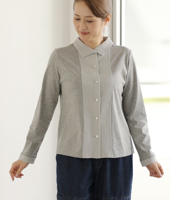 【1/14(水)10時～1/26(月)13時迄優待価格15％OFF】異素材コンビブラウス