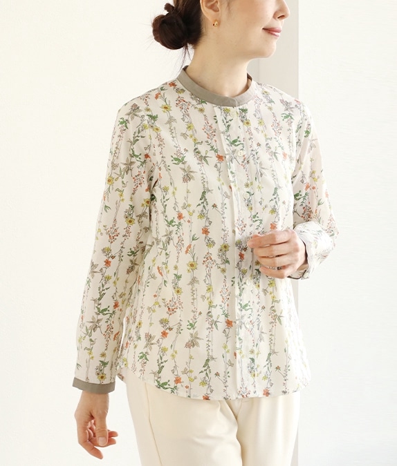 ★【SALE50%OFF】フラワータックブラウス