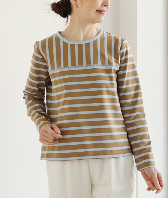 【SALE50％OFF】ボーダー切替プルオーバー