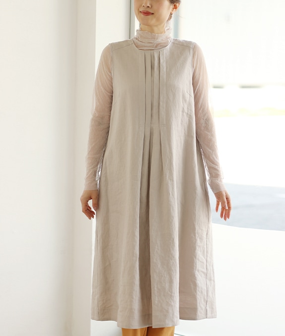 【SALE50%OFF】リネンタックワンピース