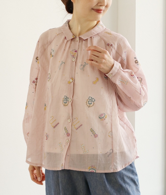 【SALE20%OFF】発泡フラワープリントブラウス