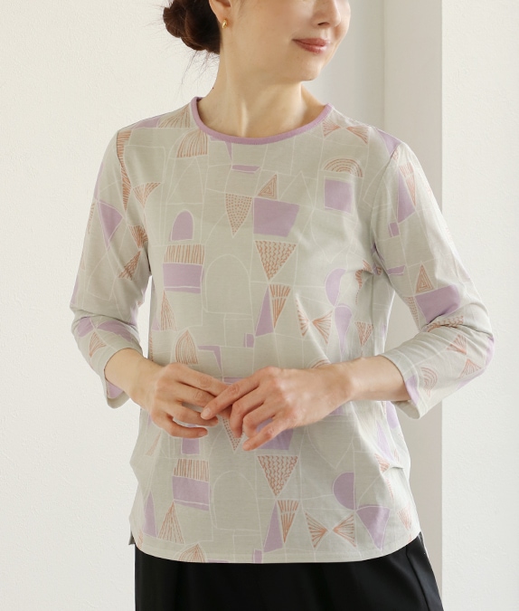 【SALE40%OFF】幾何学柄クルーネックプルオーバー