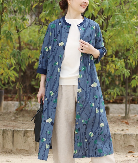 【SALE40%OFF】綿麻草＆花ワンピース