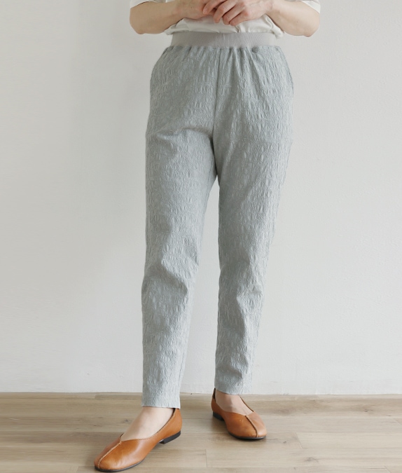 ジャカードウエストリブパンツ