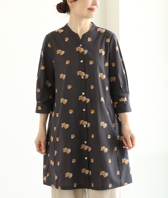 【SALE50%OFF】フラワージャカードロングブラウス