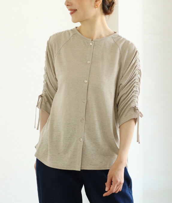 【SALE50%OFF】シャーリングスリーブカーディガン